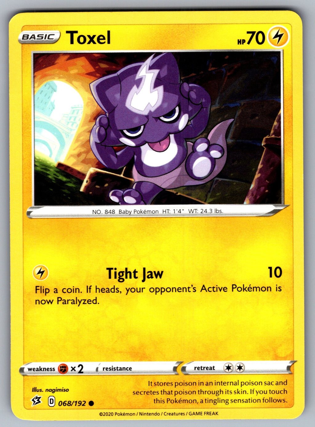 Toxel Common SWSH02: Rebel Clash 068/192 NM 2020