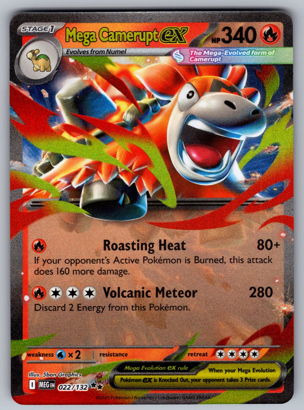 Mega Camerupt ex Holo Double Rare ME01: Mega Evolution 022/132 NM 2025