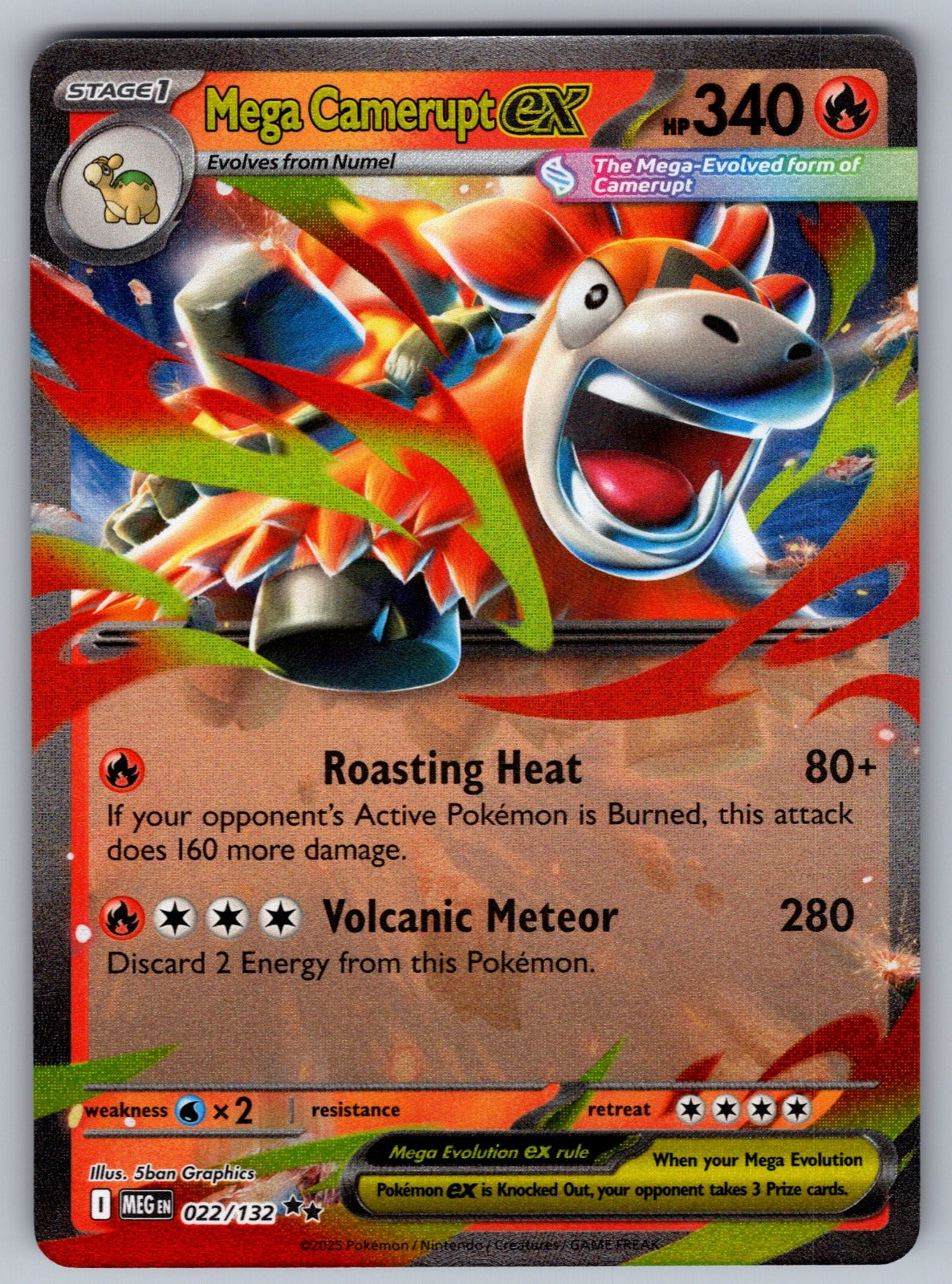 Mega Camerupt ex Holo Double Rare ME01: Mega Evolution 022/132 NM 2025