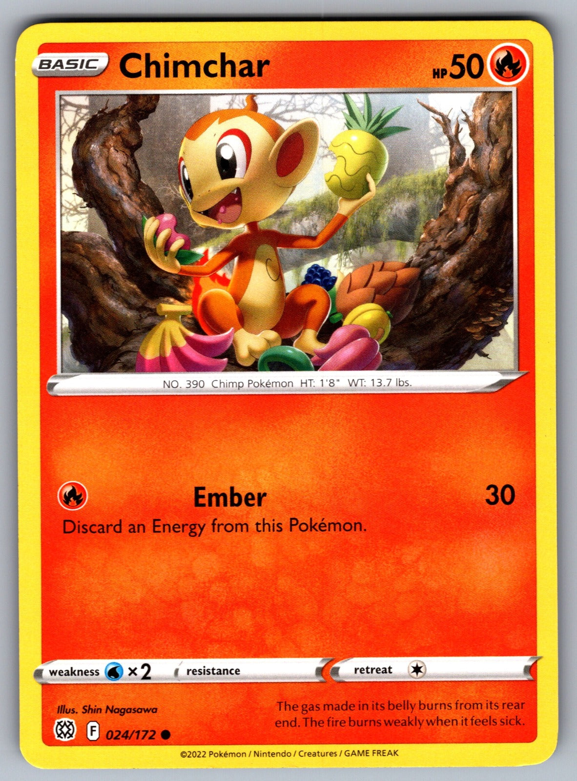 Chimchar Common SWSH09: Brilliant Stars 024/172 NM 2022
