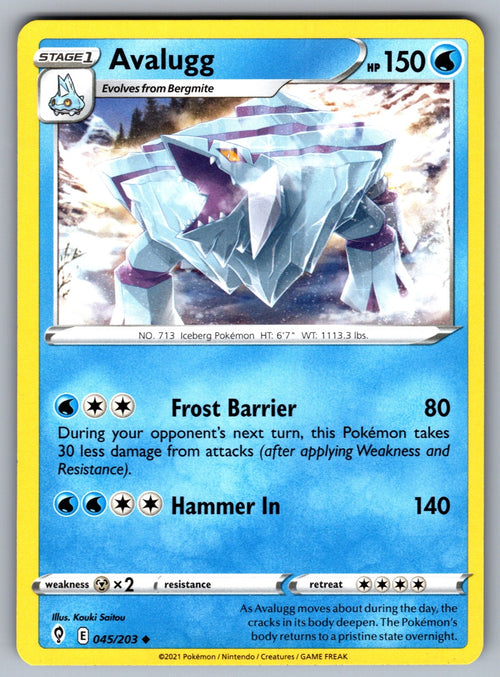 Avalugg Uncommon SWSH07: Evolving Skies 045/203 NM 2021