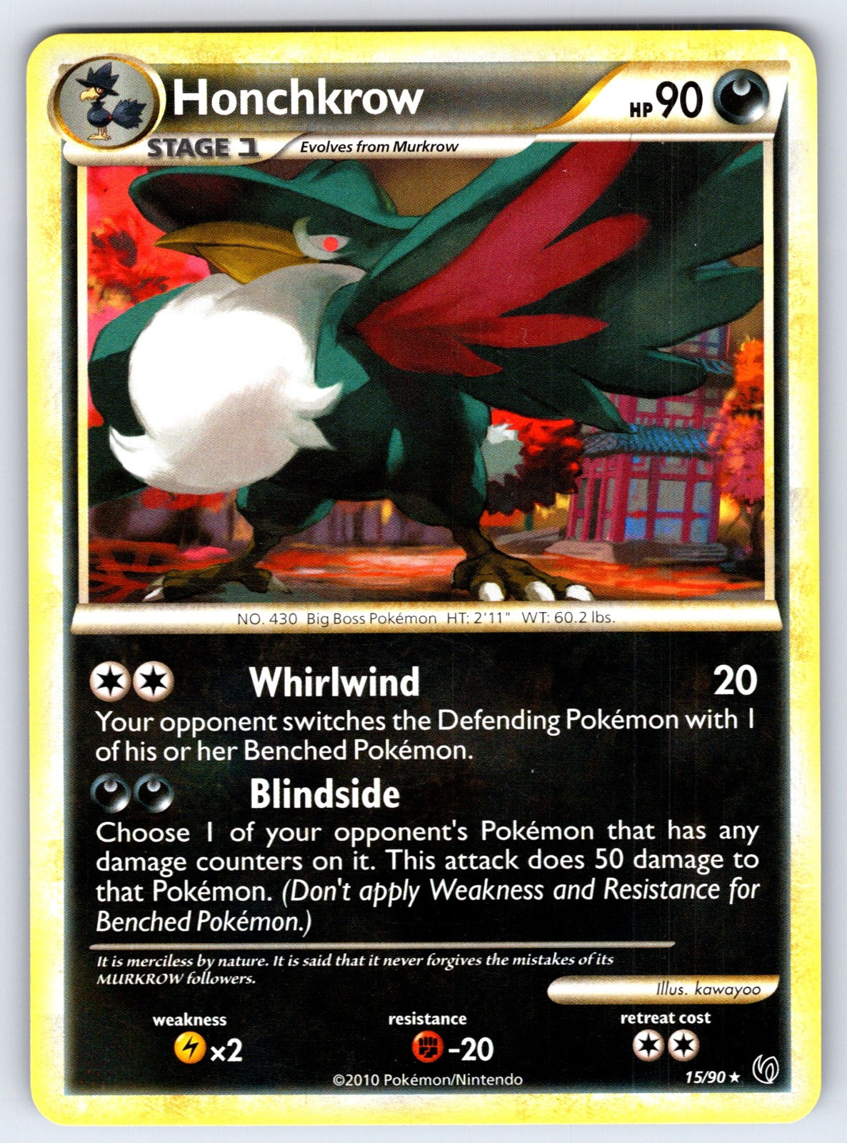 Honchkrow (15) Rare Undaunted 15/90 LP 2010