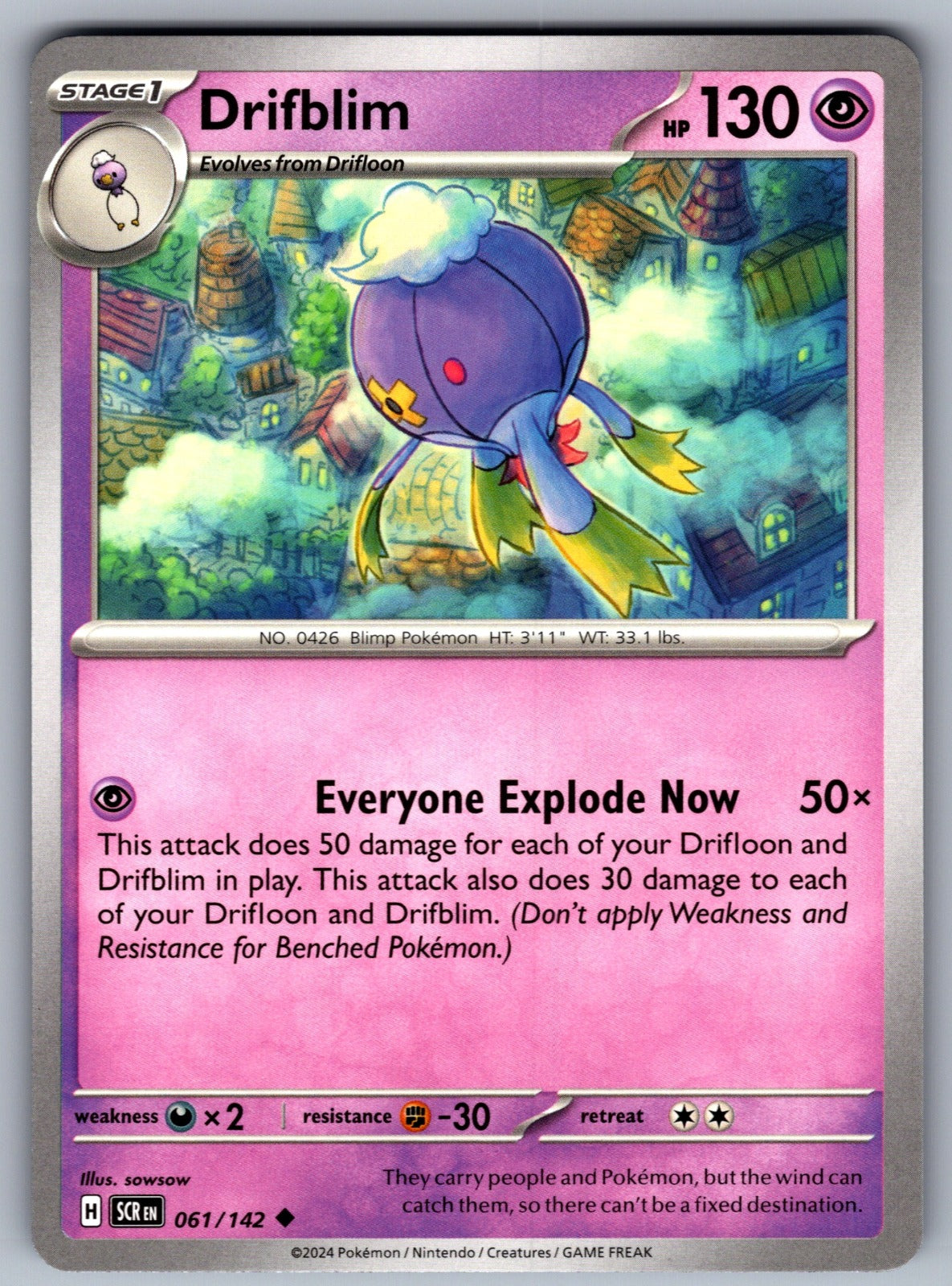 Drifblim Uncommon SV07: Stellar Crown 061/142 NM 2024