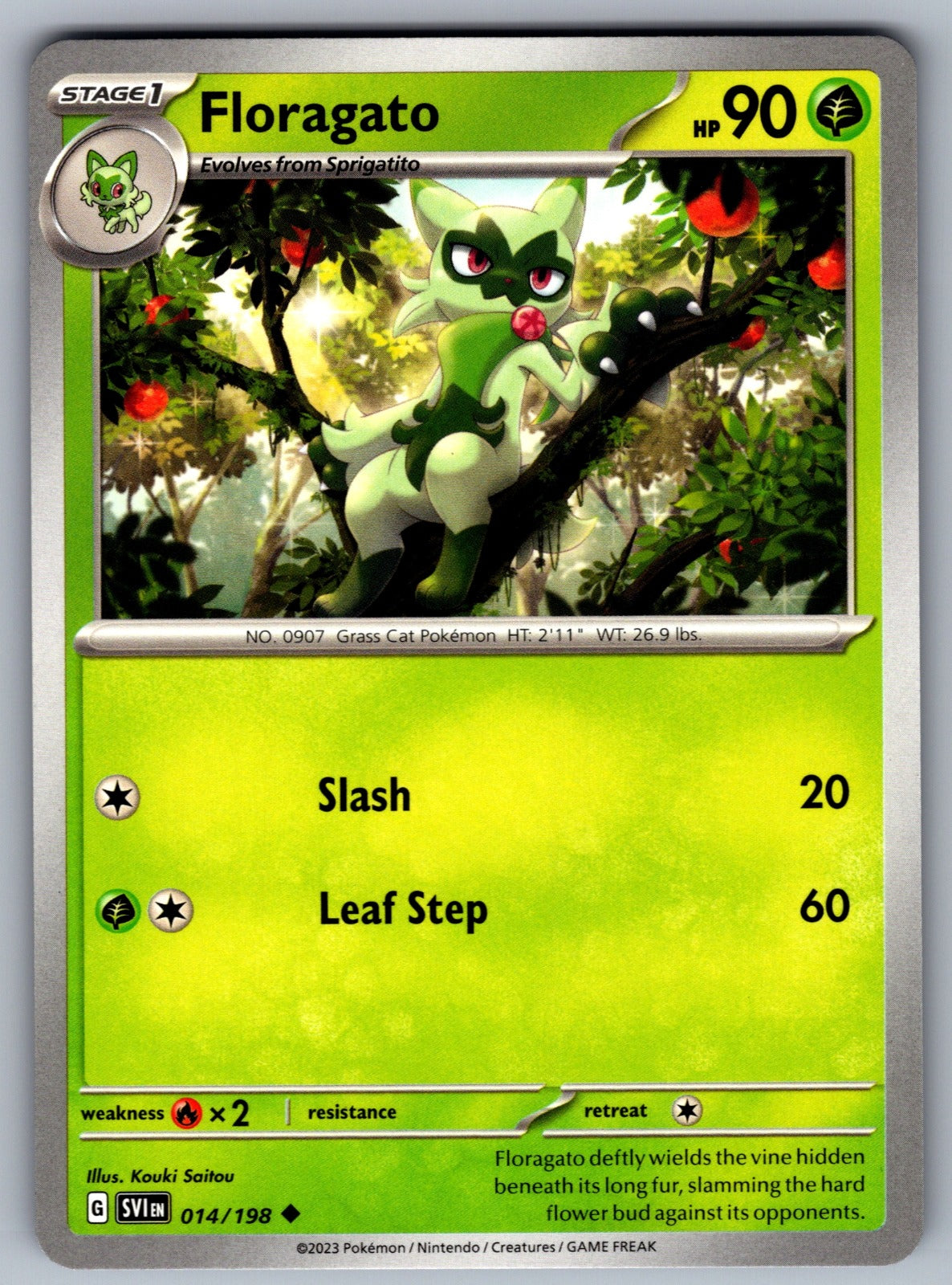 Floragato Uncommon SV01: Scarlet & Violet Base Set 014/198 NM 2023