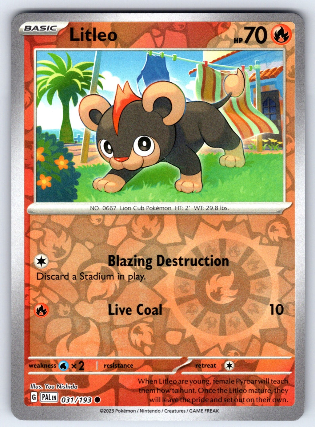 Litleo Reverse Holo Common SV02: Paldea Evolved 031/193 NM 2023