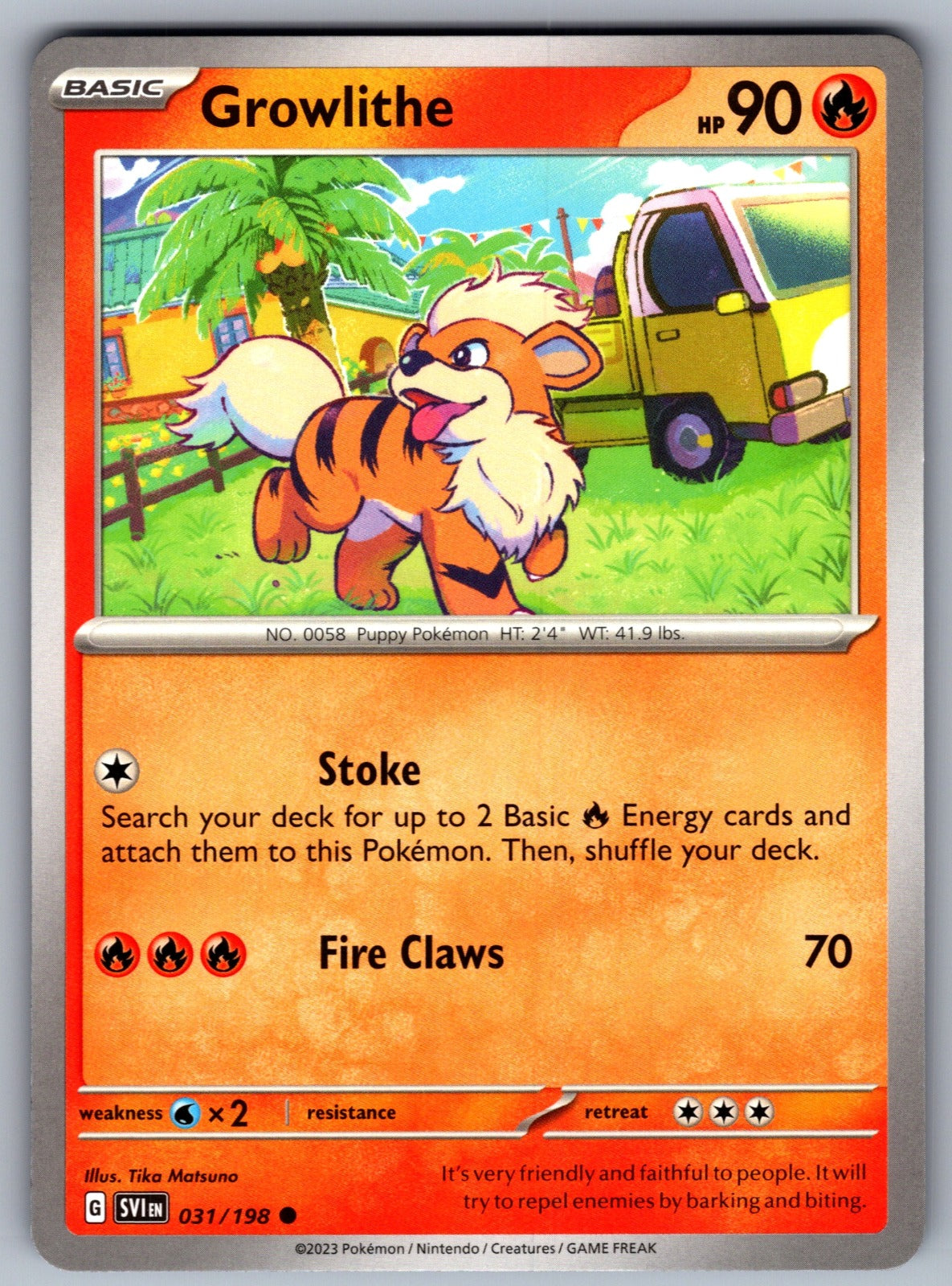 Growlithe Common SV01: Scarlet & Violet Base Set 031/198 NM 2023