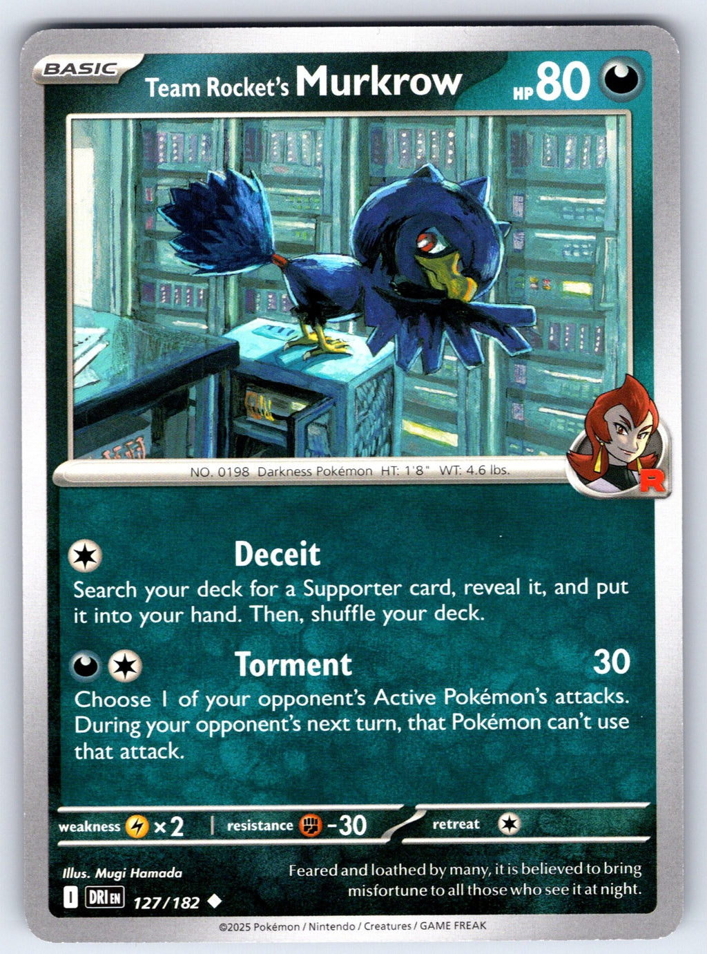 Team Rocket's Murkrow Uncommon SV10: Destined Rivals 127/182 NM 2025