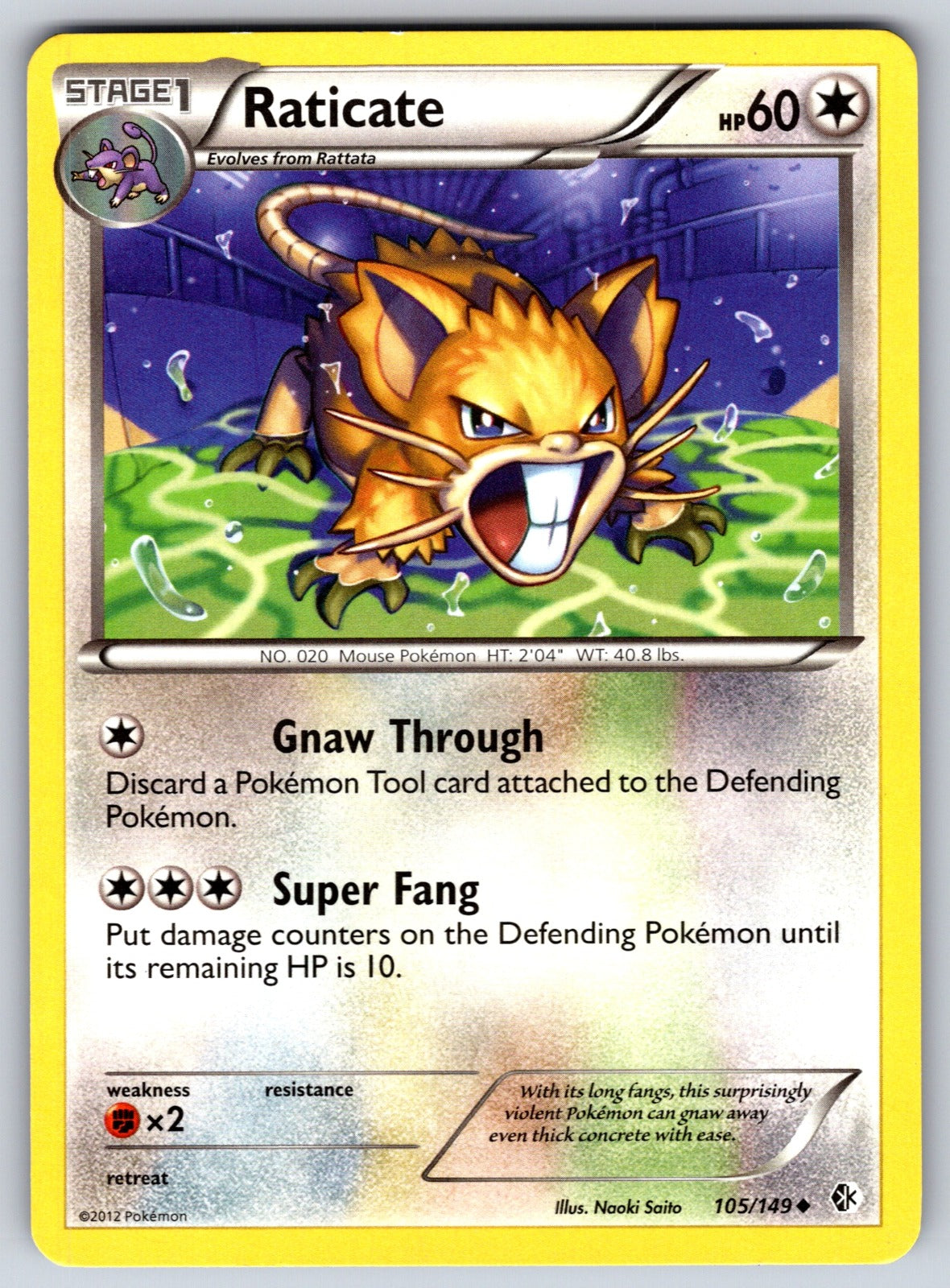 Raticate Uncommon Boundaries Crossed 105/149 LP 2012
