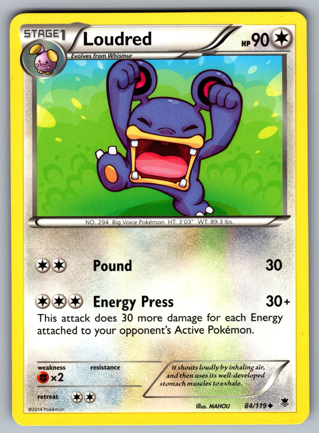 Loudred Uncommon XY - Phantom Forces 84/119 LP 2014
