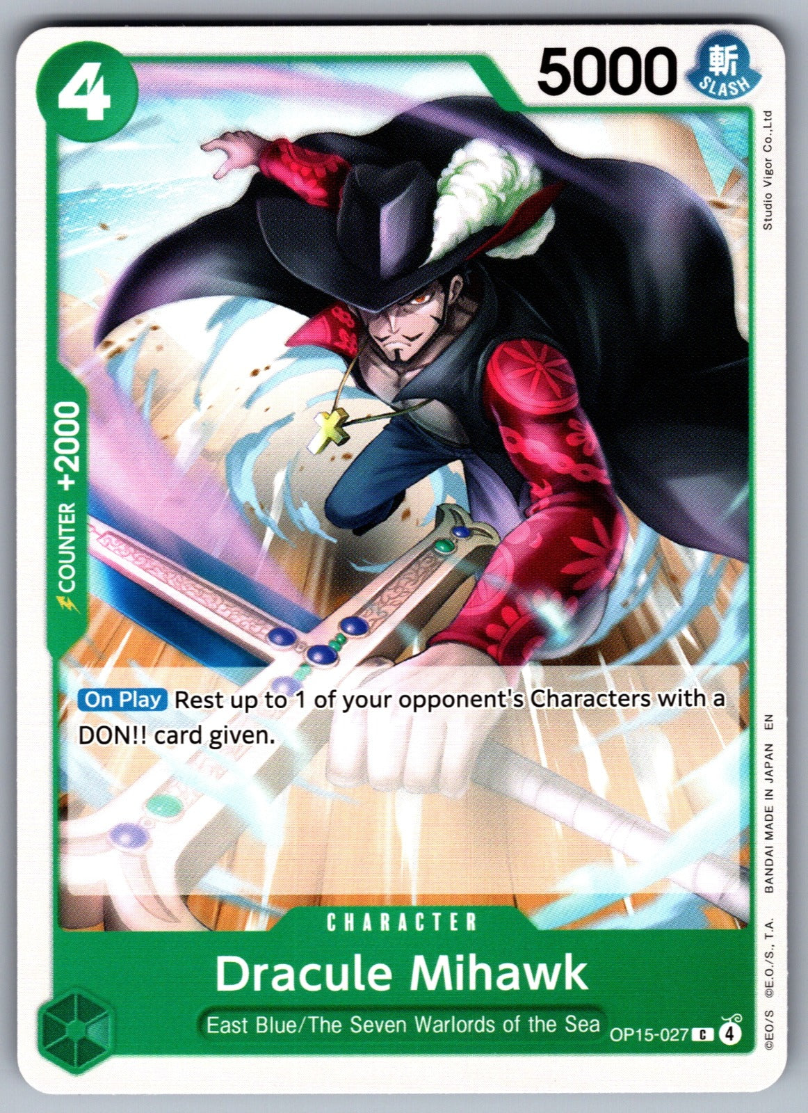 Dracule Mihawk C Adventure on Kami's Island OP15-027 NM 2026