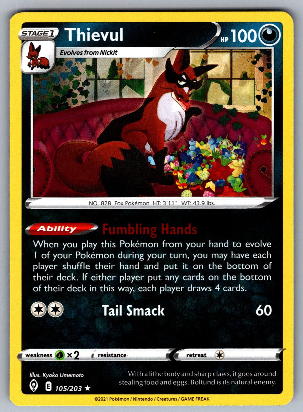 Thievul Rare SWSH07: Evolving Skies 105/203 NM 2021