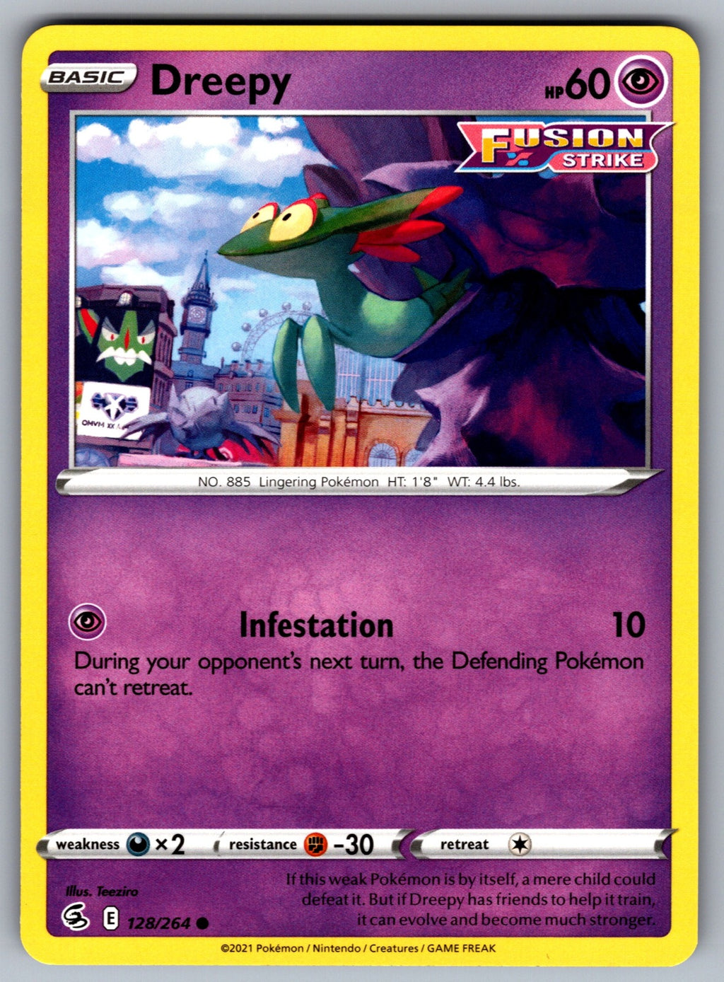 Dreepy Common SWSH08: Fusion Strike 128/264 NM 2021