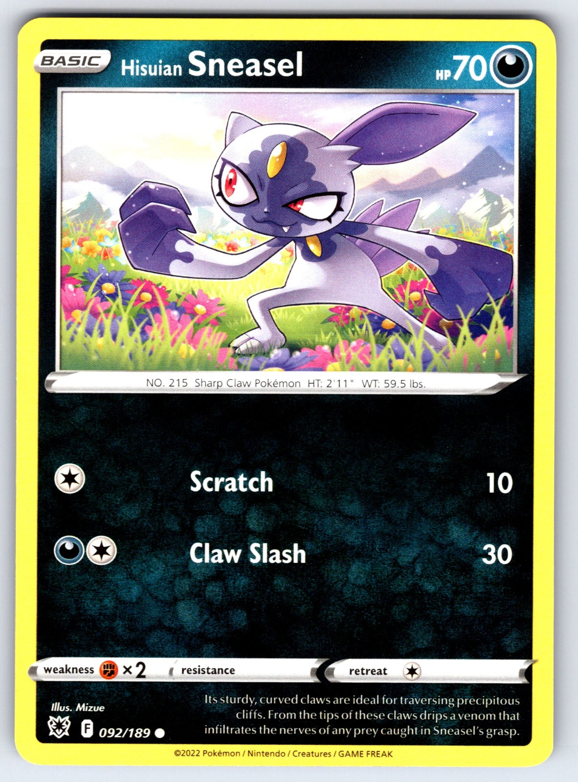 Hisuian Sneasel Common SWSH10: Astral Radiance 092/189 LP 2022