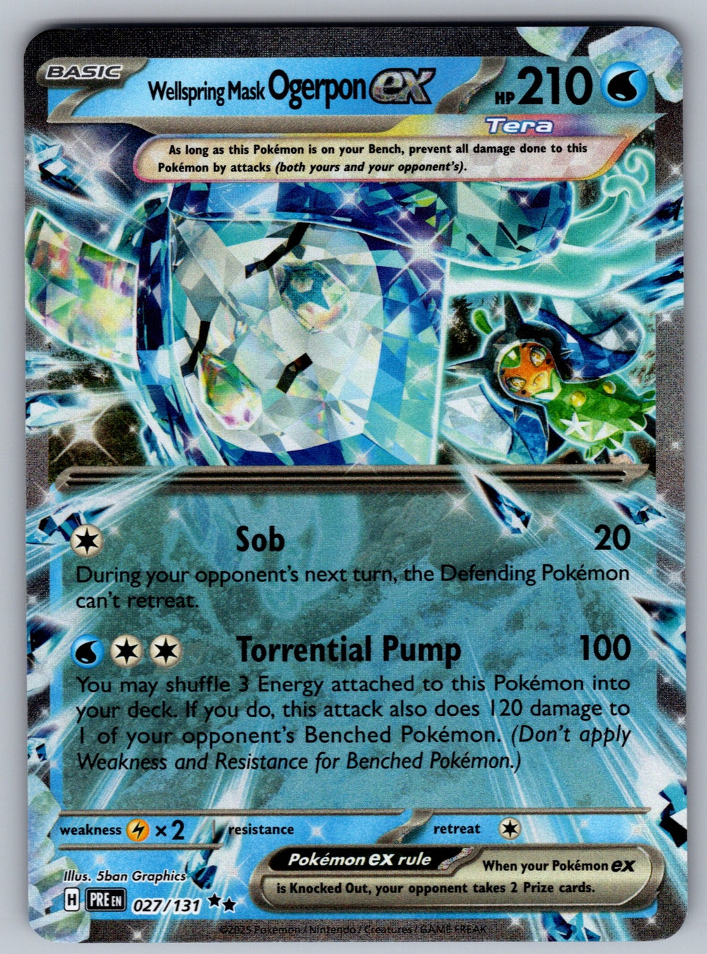 Wellspring Mask Ogerpon ex Holo Double Rare SV: Prismatic Evolutions 027/131 NM 