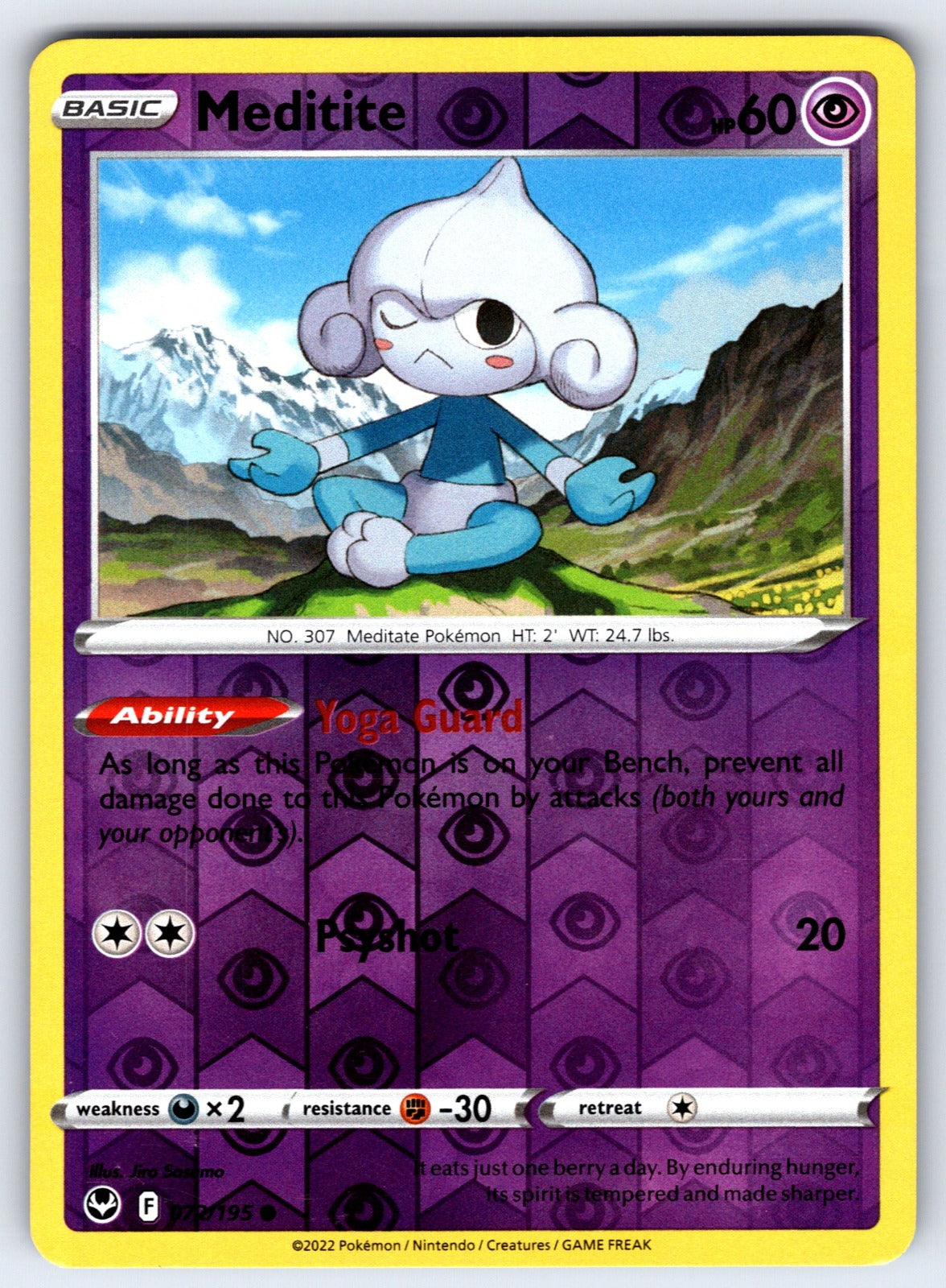 Meditite Reverse Holo Common SWSH12: Silver Tempest 072/195 NM 2022