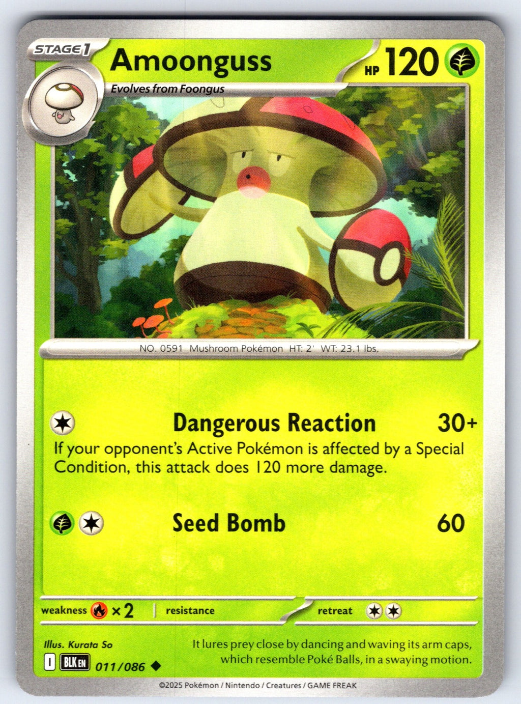 Amoonguss Uncommon SV: Black Bolt 011/086 NM 2025
