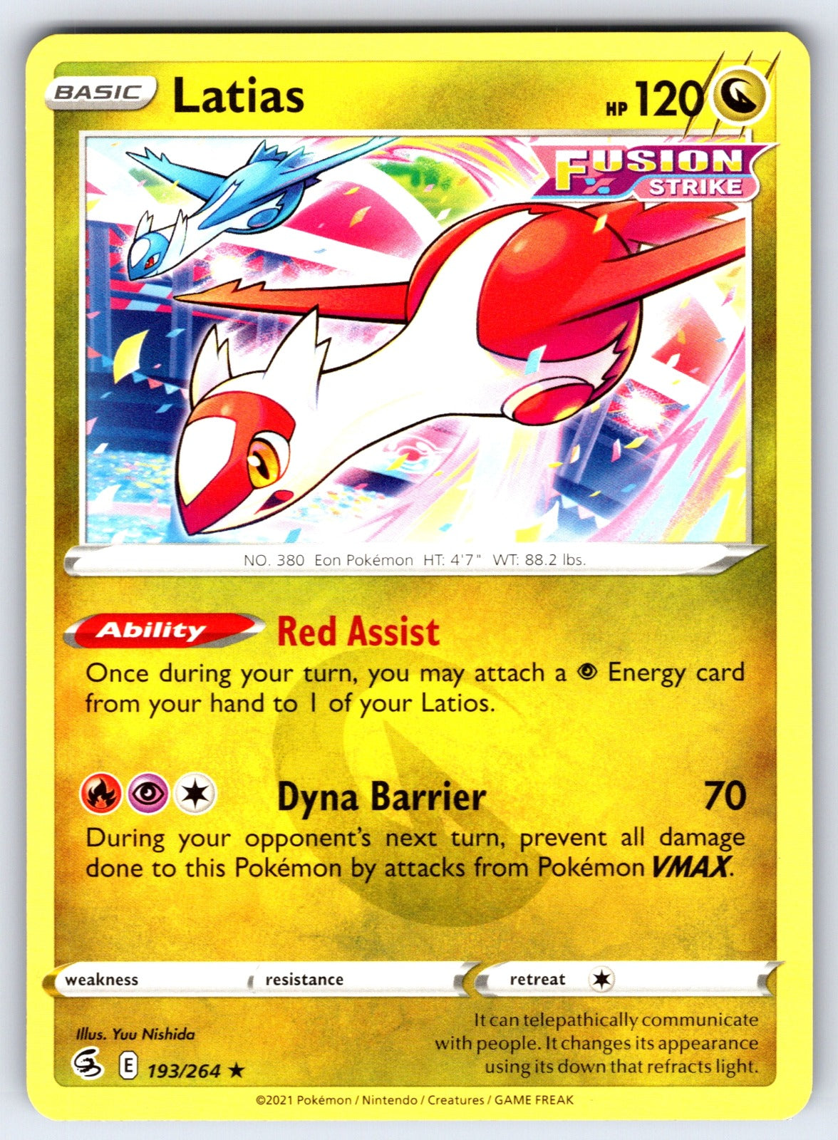 Latias Rare SWSH08: Fusion Strike 193/264 NM 2021