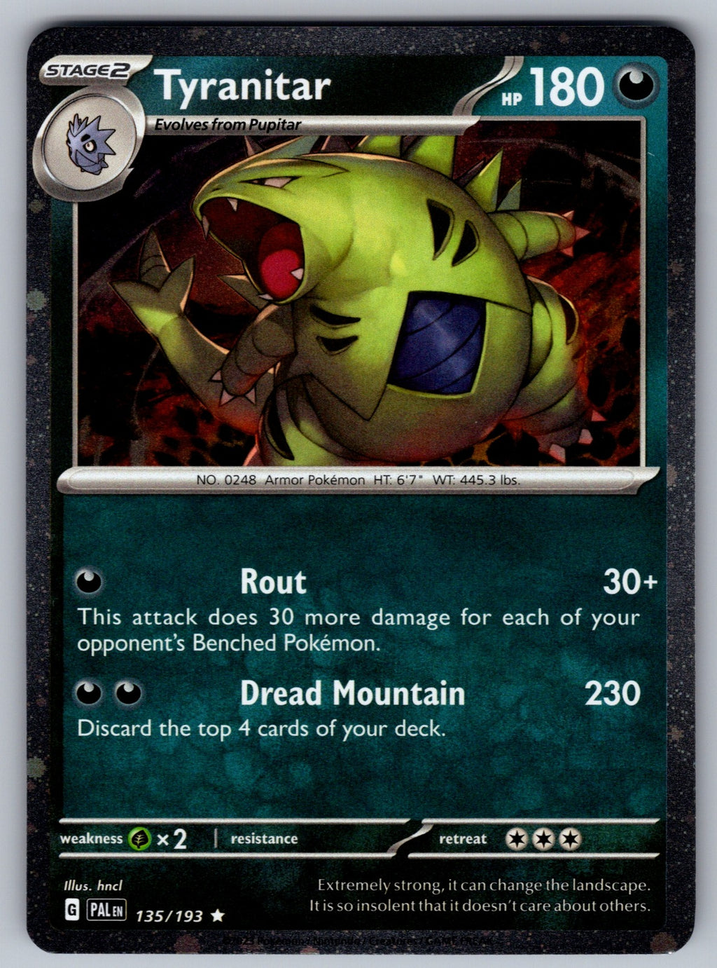 Tyranitar Holo Rare SV02: Paldea Evolved 135/193 NM 2023