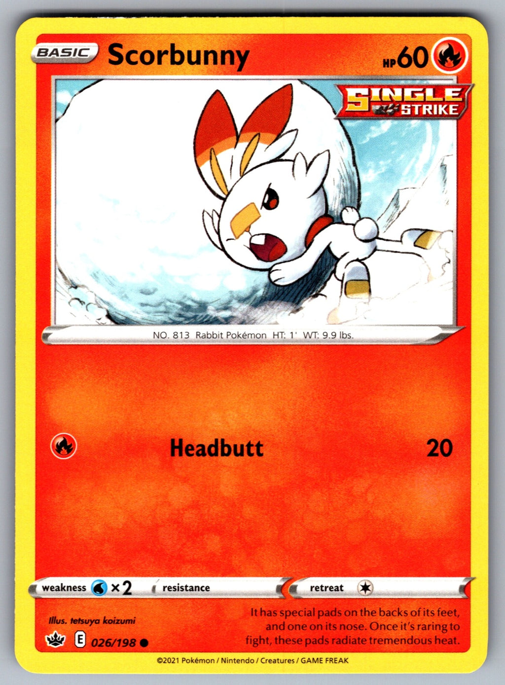 Scorbunny Common SWSH06: Chilling Reign 026/198 NM 2021