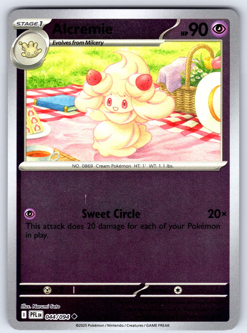 Alcremie Reverse Holo Uncommon ME02: Phantasmal Flames 044/094 NM 2025