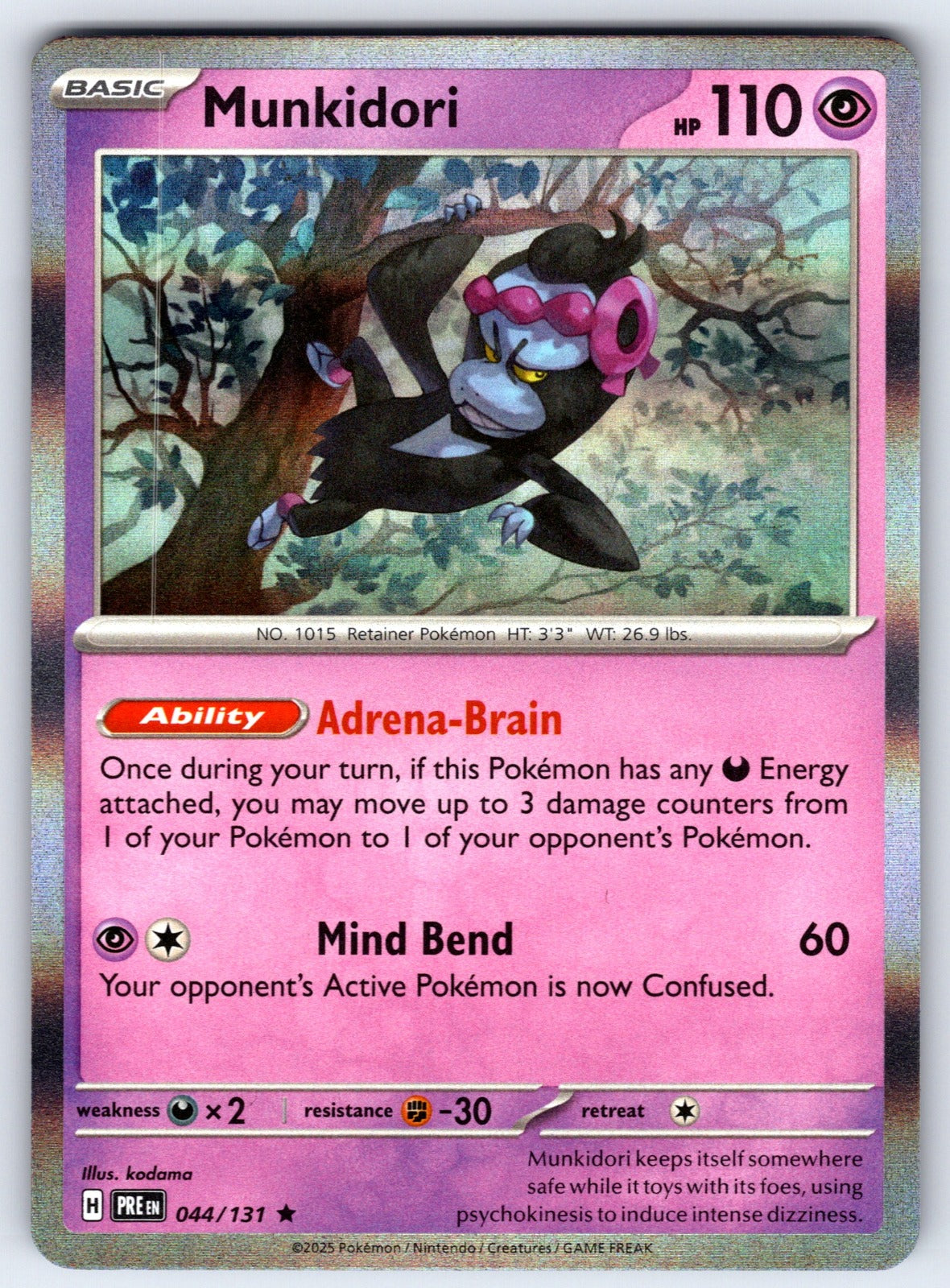 Munkidori Holo Rare SV: Prismatic Evolutions 044/131 NM 2025
