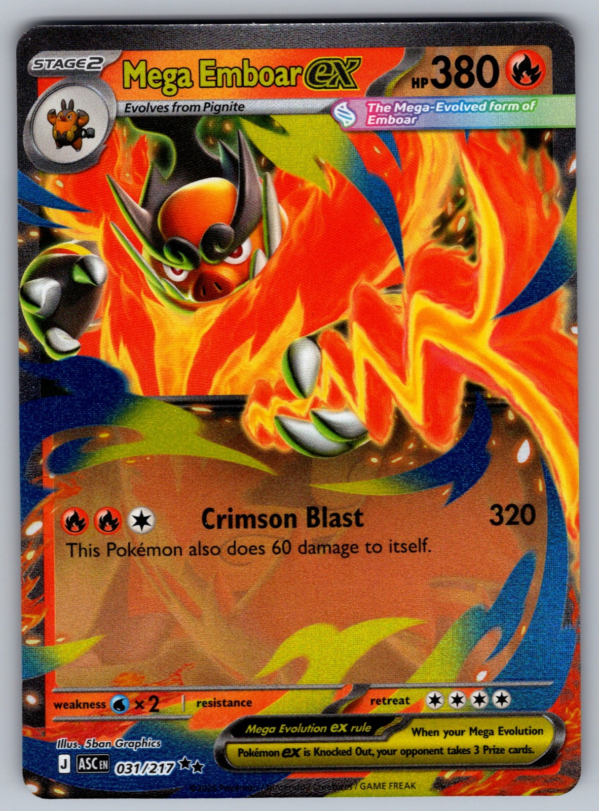 Mega Emboar ex Holo Double Rare ME: Ascended Heroes 031/217 NM 2026