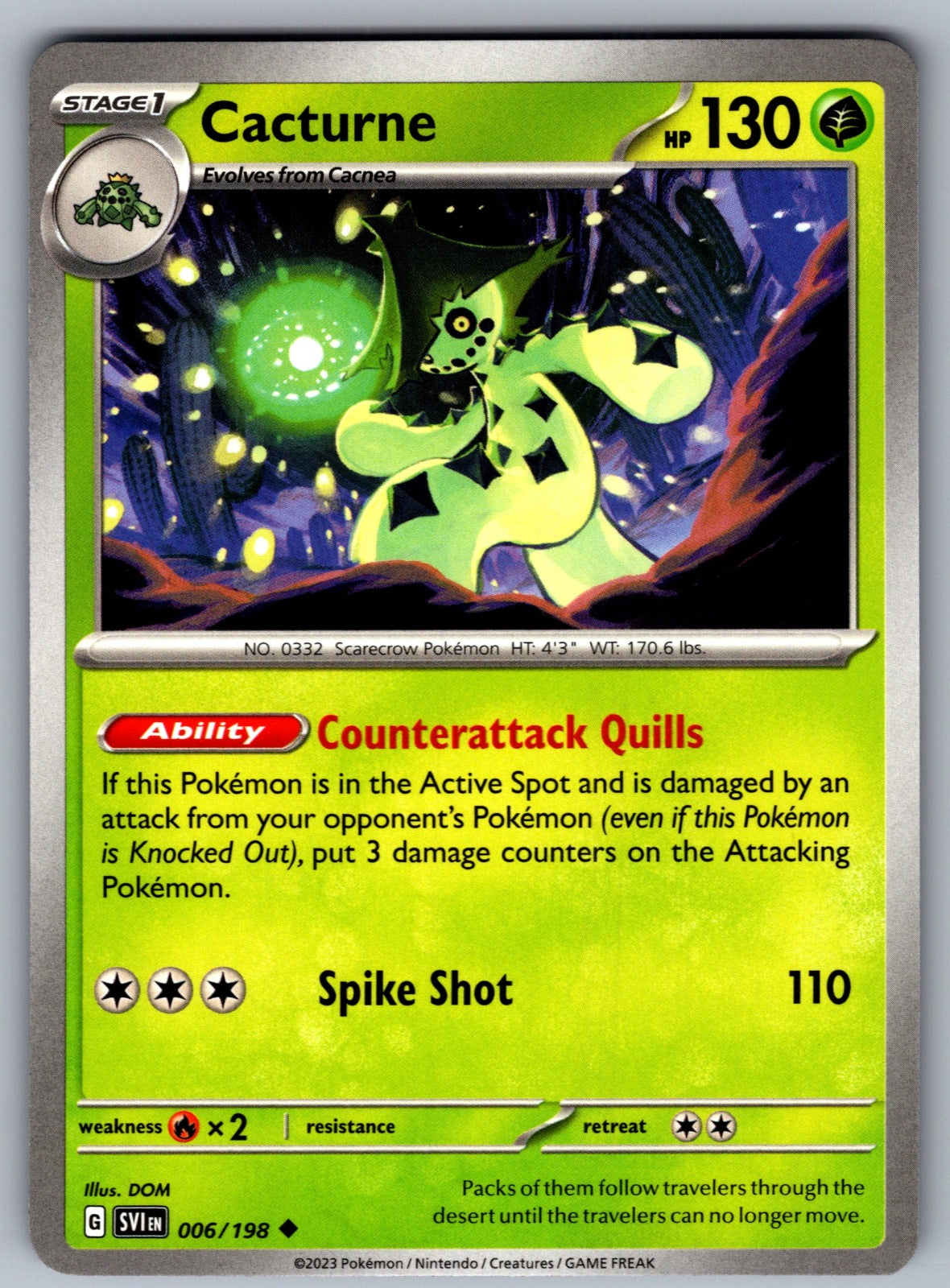 Cacturne Uncommon SV01: Scarlet & Violet Base Set 006/198 NM 2023