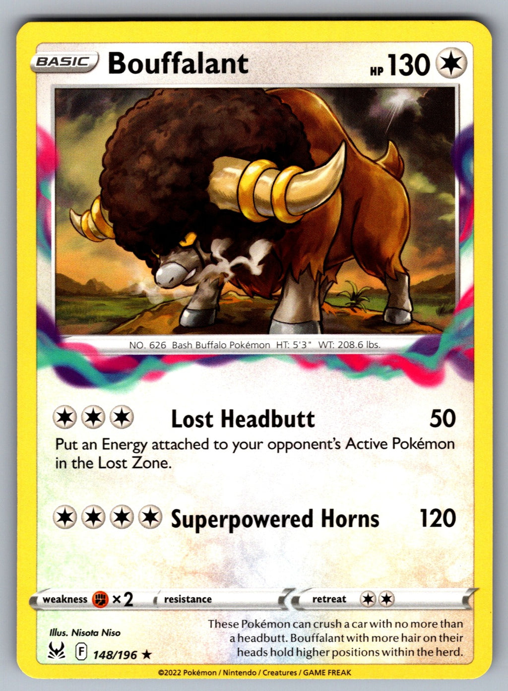 Bouffalant Rare SWSH11: Lost Origin 148/196 NM 2022