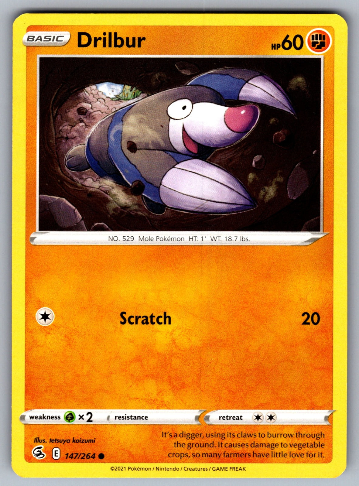 Drilbur Common SWSH08: Fusion Strike 147/264 NM 2021