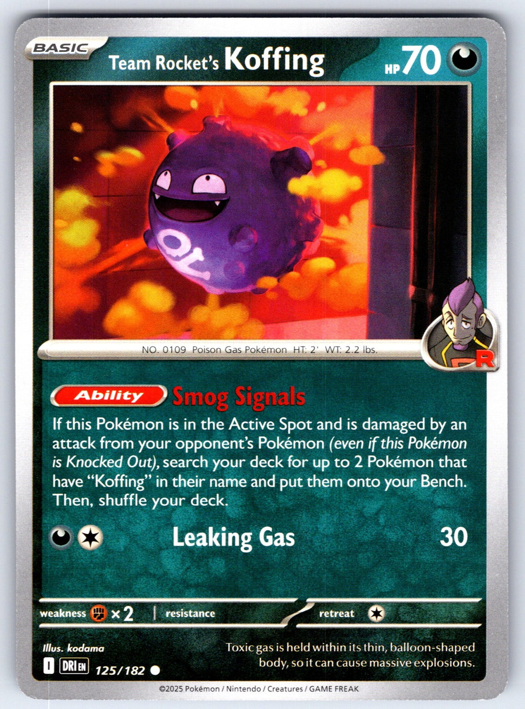 Team Rocket's Koffing Common SV10: Destined Rivals 125/182 NM 2025