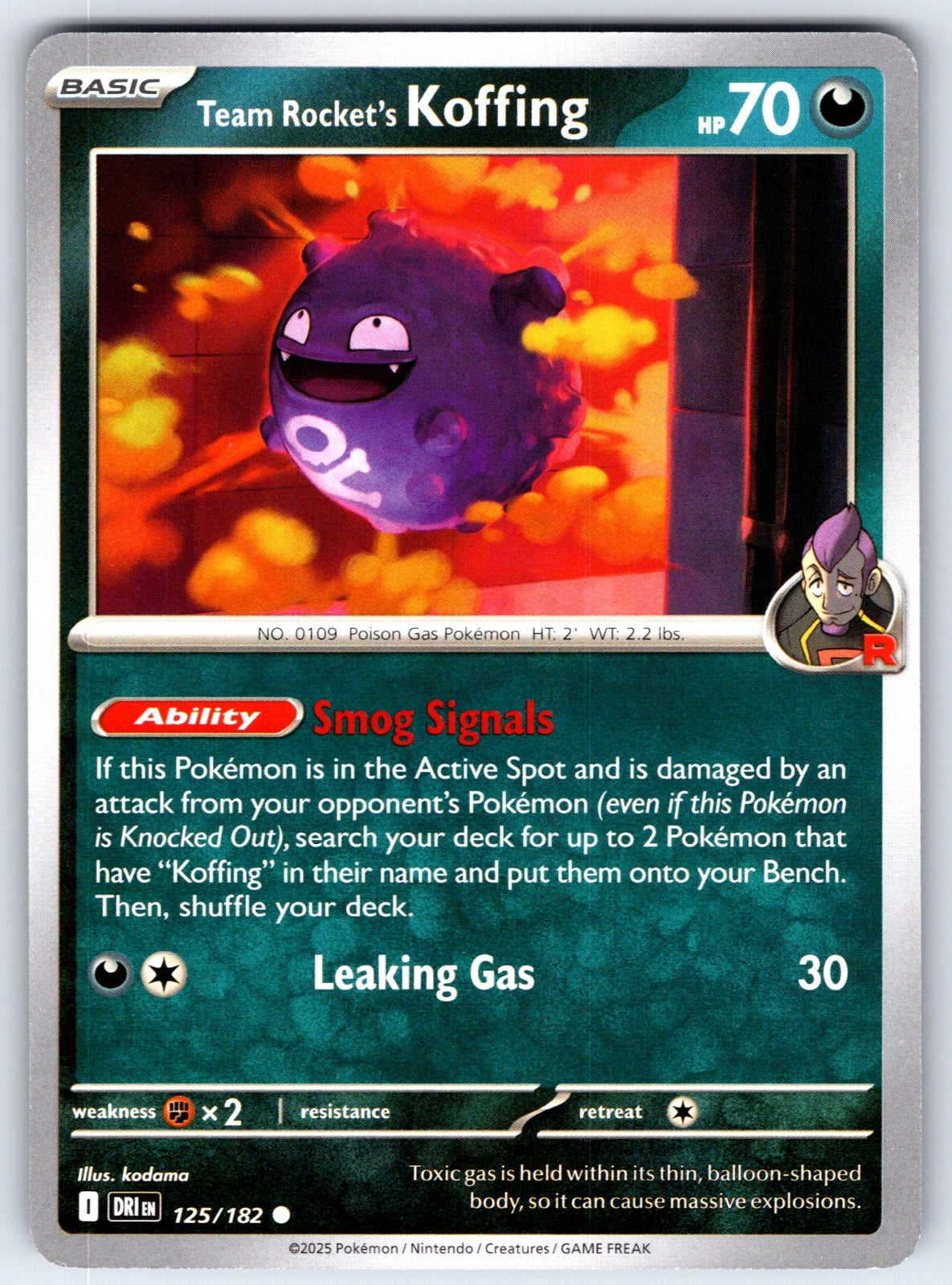 Team Rocket's Koffing Common SV10: Destined Rivals 125/182 NM 2025