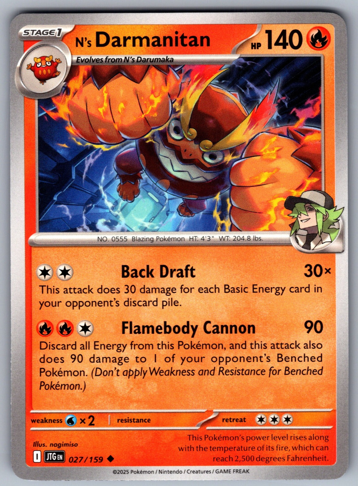 N's Darmanitan Uncommon SV09: Journey Together 027/159 NM 2025