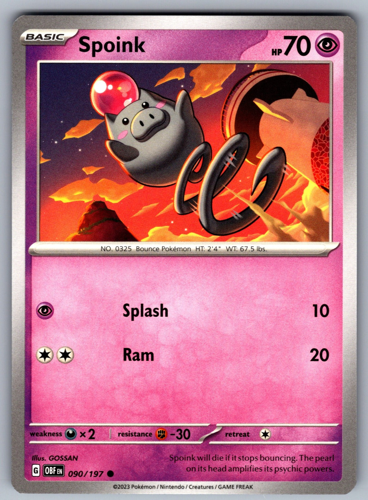 Spoink Common SV03: Obsidian Flames 090/197 NM 2023