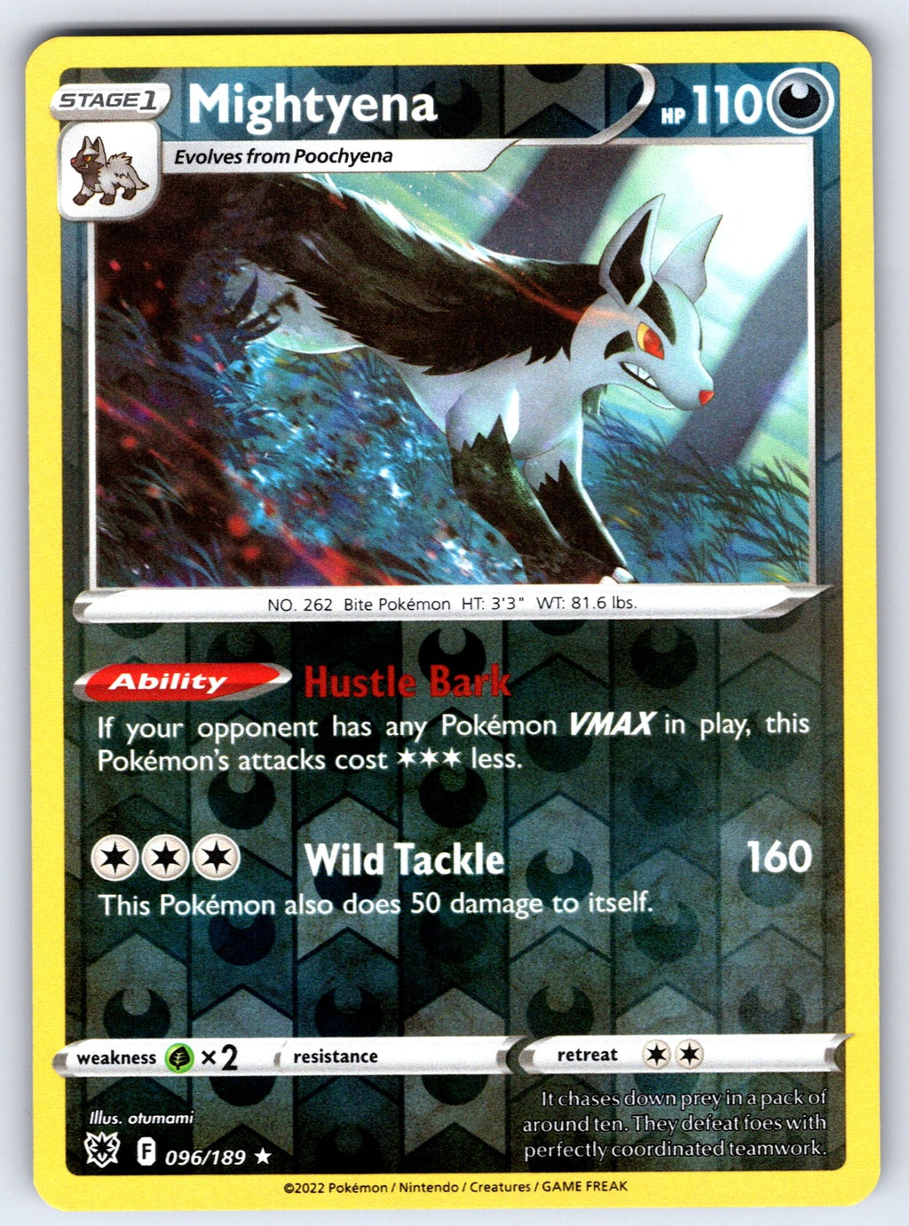 Mightyena Reverse Holo Rare SWSH10: Astral Radiance 096/189 NM 2022