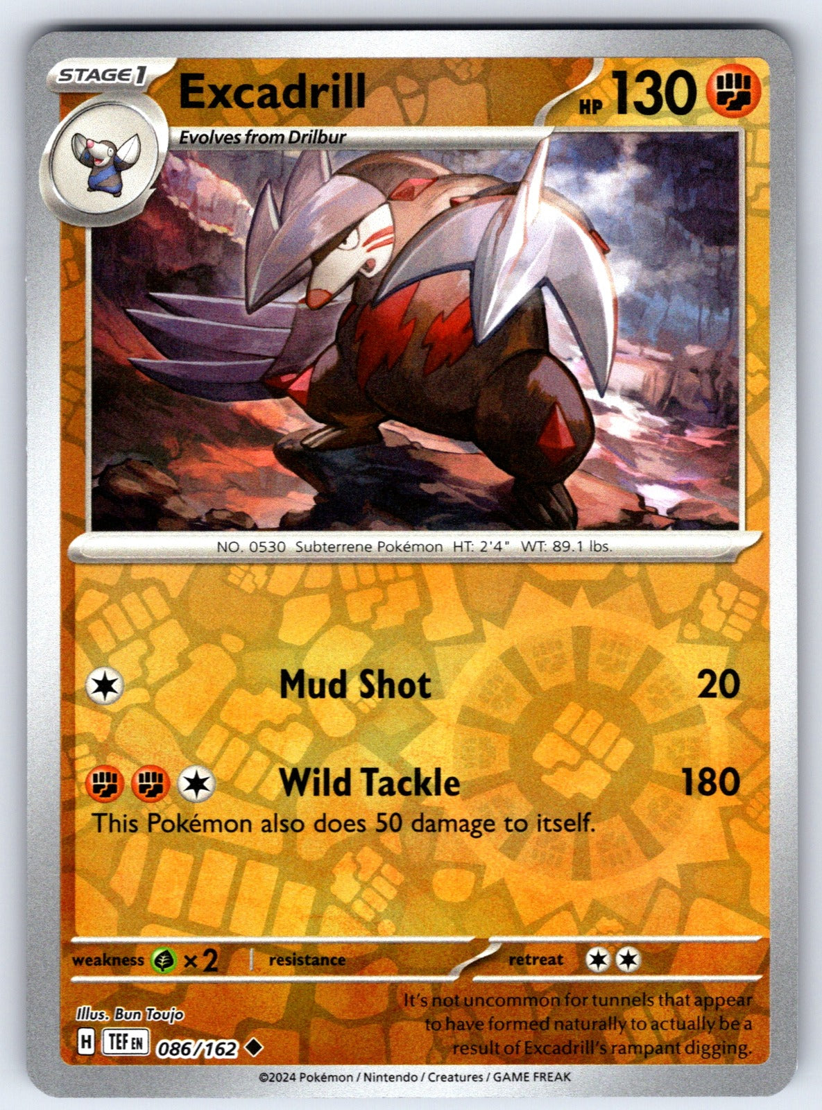 Excadrill Reverse Holo Uncommon SV05: Temporal Forces 086/162 NM 2024