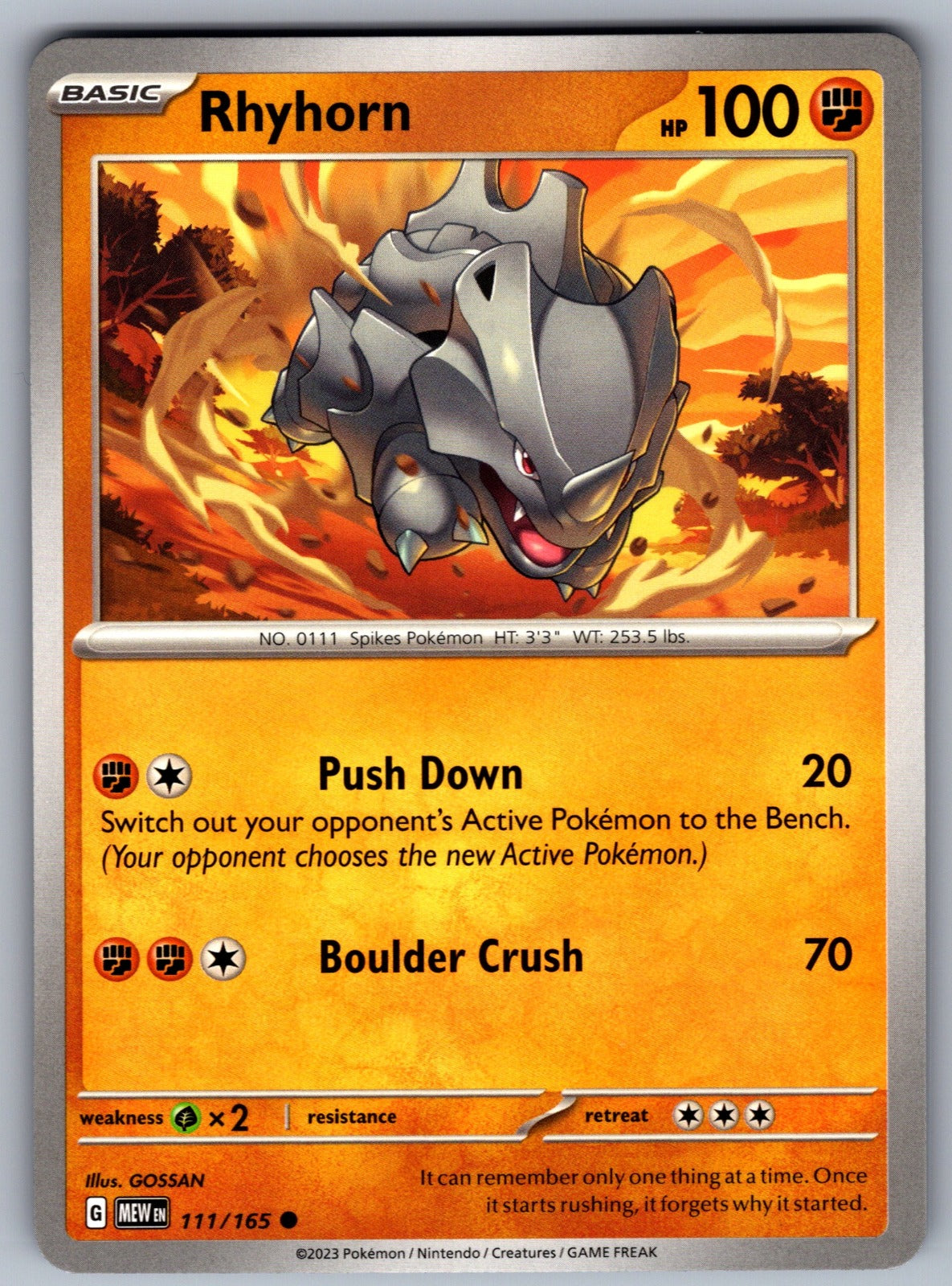 Rhyhorn Common SV: Scarlet & Violet 151 111/165 NM 2023