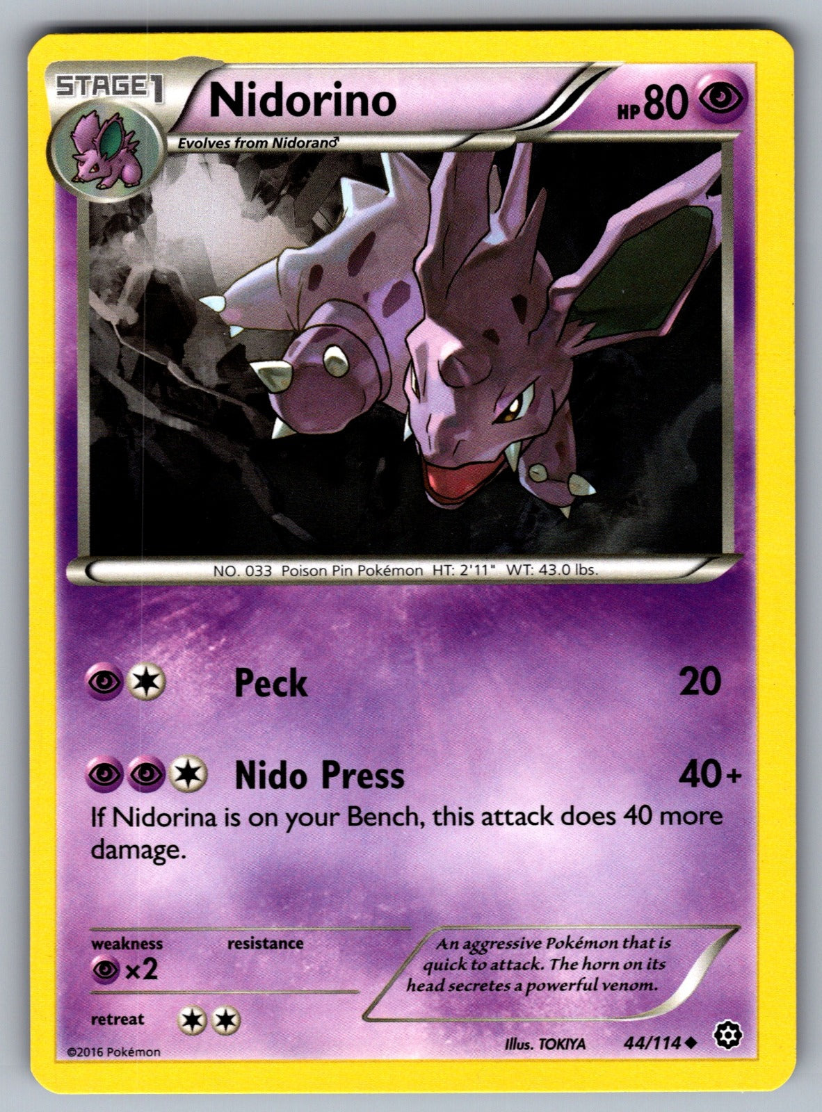 Nidorino Uncommon XY - Steam Siege 44/114 NM 2016