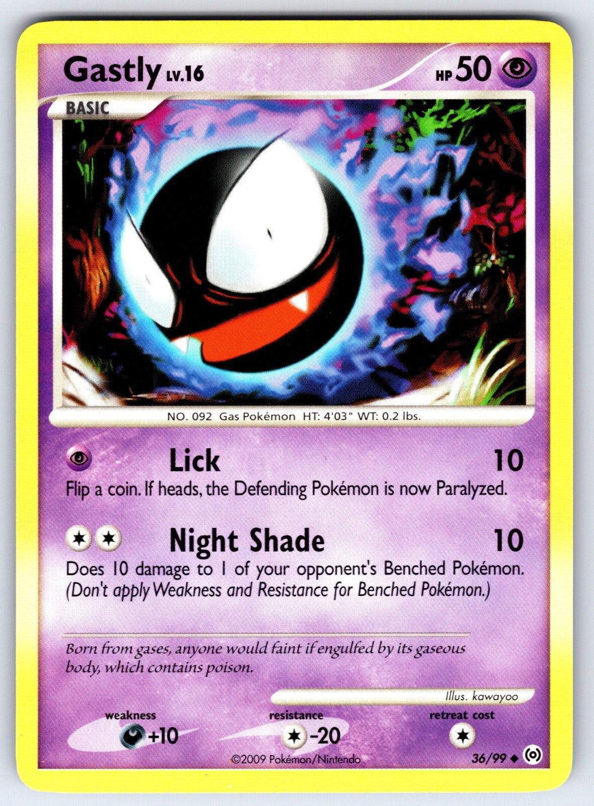Gastly (36) Uncommon Arceus 36/99 LP 2009