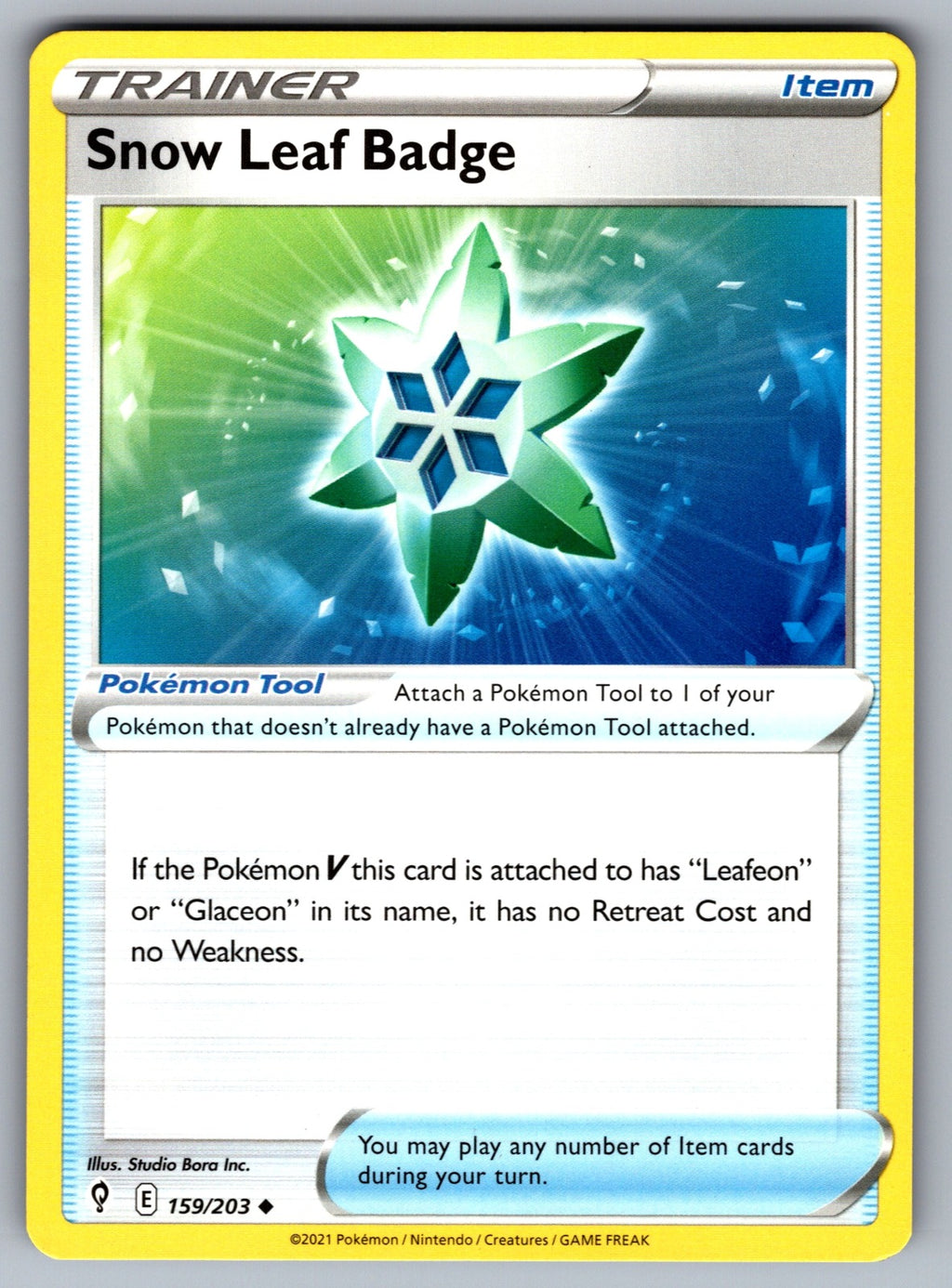 Snow Leaf Badge Uncommon SWSH07: Evolving Skies 159/203 NM 2021