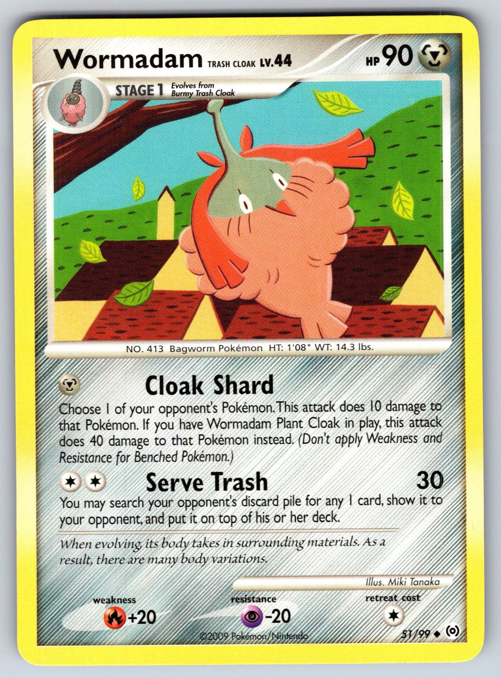 Wormadam Trash Cloak Uncommon Arceus 51/99 LP 2009
