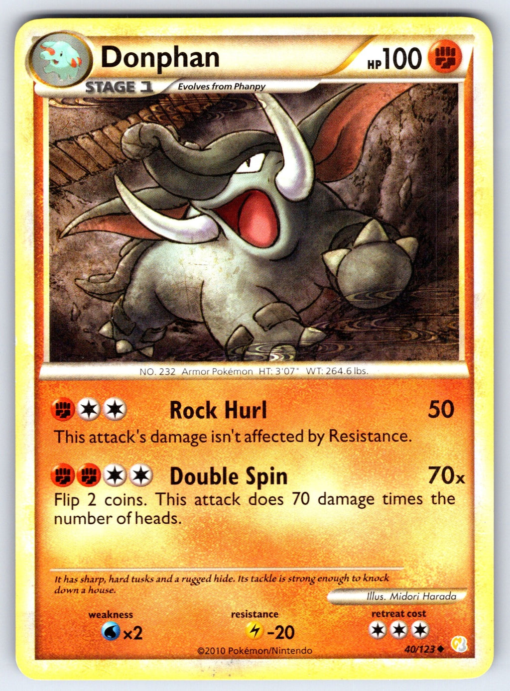 Donphan Uncommon HeartGold SoulSilver 40/123 LP 2010