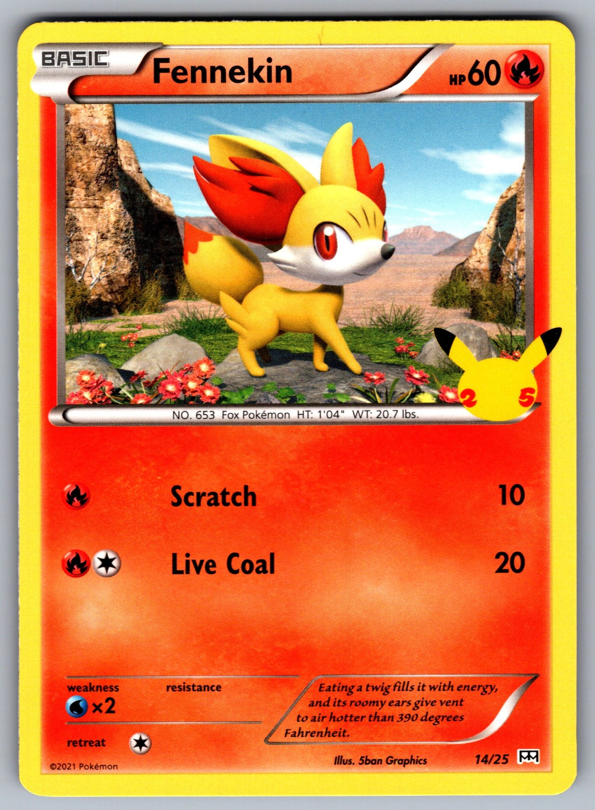 Fennekin - 14/25 Promo McDonald's 25th Anniversary Promos 014/025 NM 2021