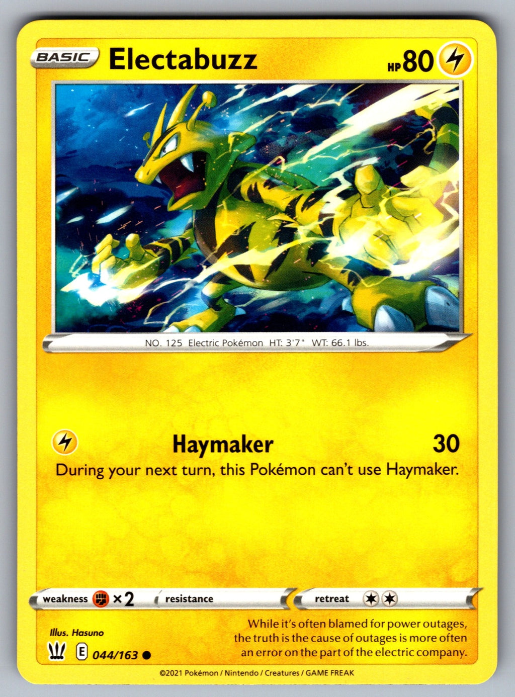 Electabuzz Common SWSH05: Battle Styles 044/163 NM 2021