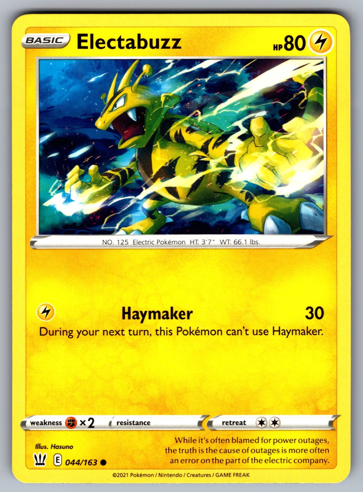 Electabuzz Common SWSH05: Battle Styles 044/163 NM 2021