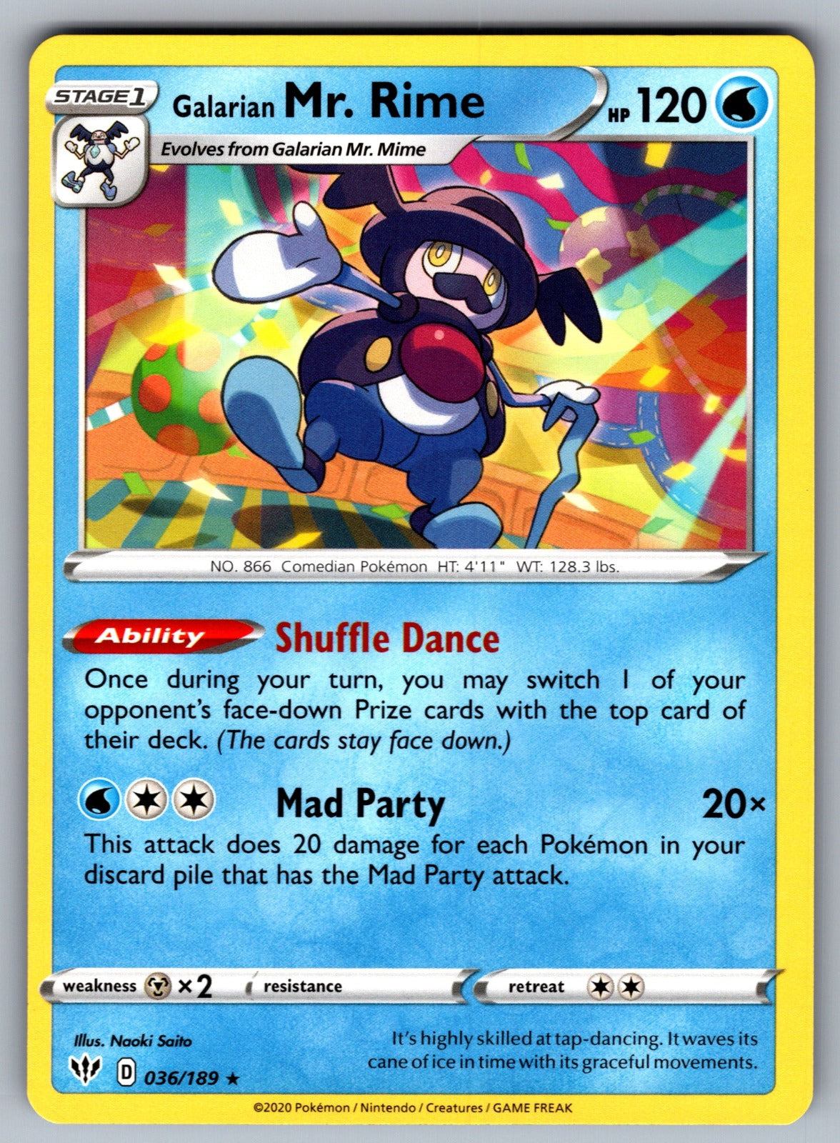 Galarian Mr. Rime Rare SWSH03: Darkness Ablaze 036/189 NM 2020