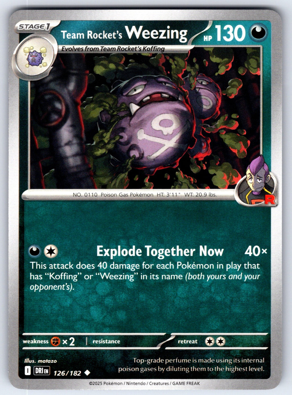 Team Rocket's Weezing Uncommon SV10: Destined Rivals 126/182 NM 2025
