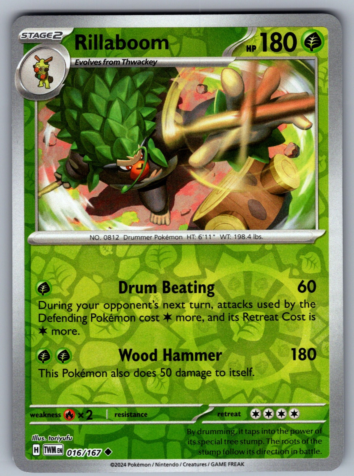 Rillaboom Uncommon SV06: Twilight Masquerade 016/167 NM 2024