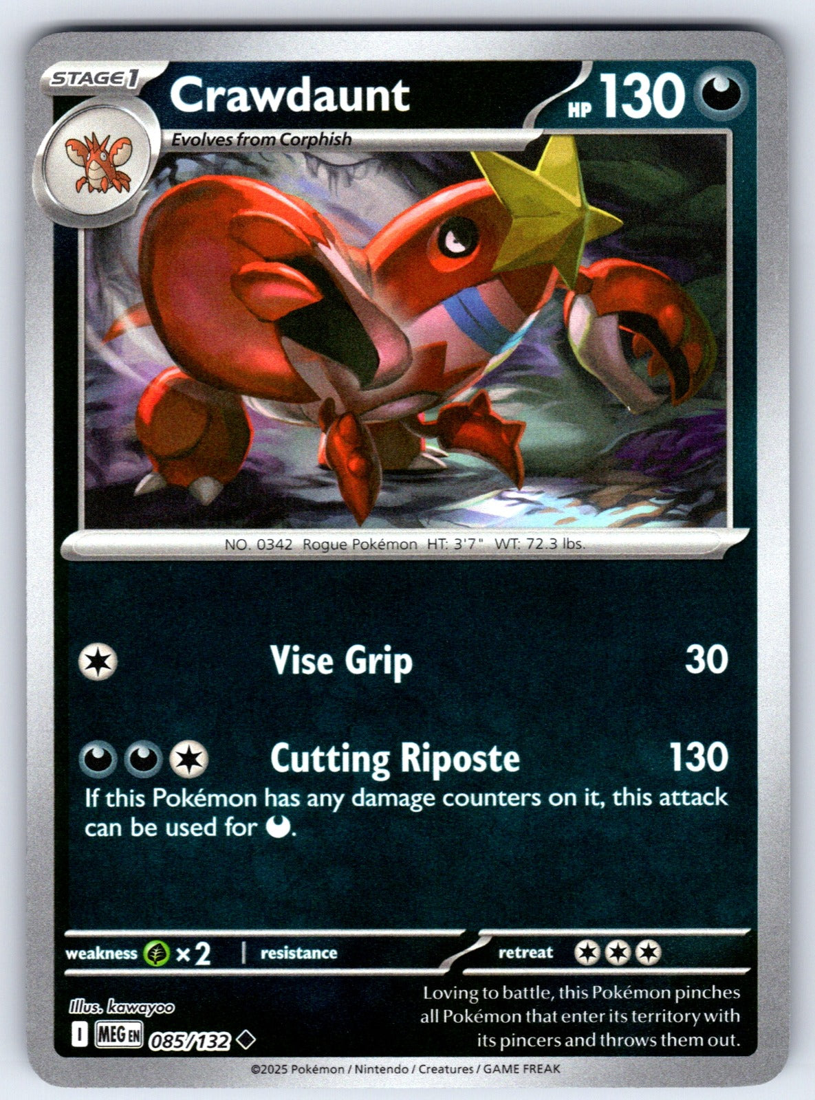 Crawdaunt Reverse Holo Uncommon ME01: Mega Evolution 085/132 NM 2025