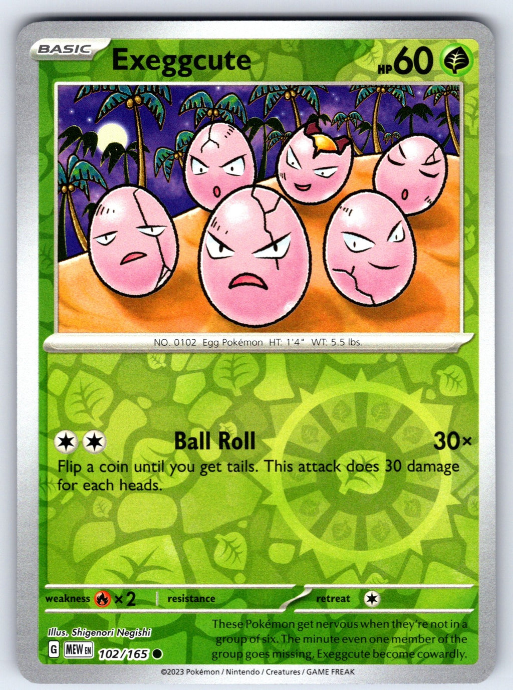 Exeggcute Reverse Holo Common SV: Scarlet & Violet 151 102/165 NM 2023