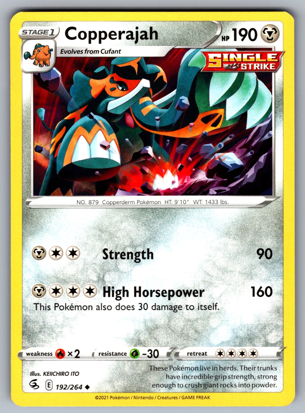 Copperajah Uncommon SWSH08: Fusion Strike 192/264 NM 2021